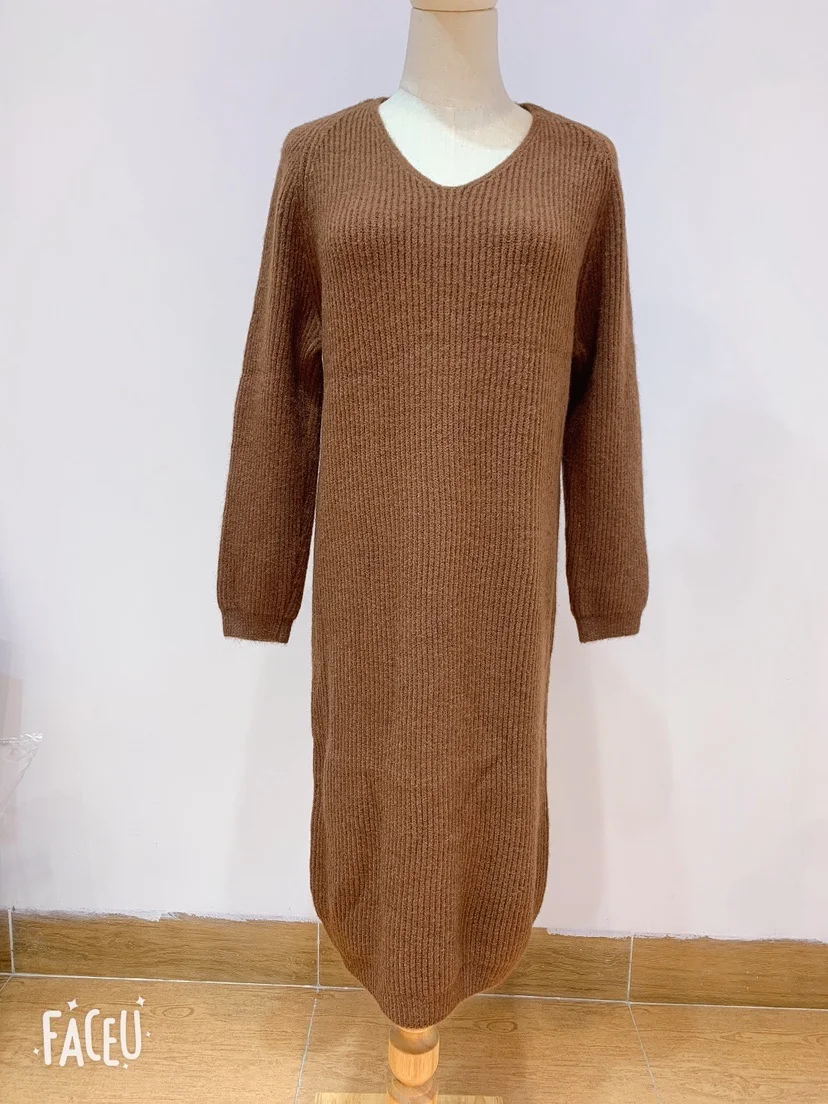 Женское платье-свитер вязаные платья женские зимние свитера с длинным рукавом