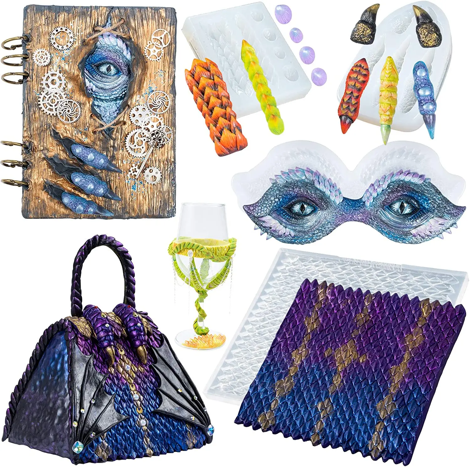 Набор силиконовых форм из эпоксидной смолы в виде дракона чешуйчатая кожа глаза