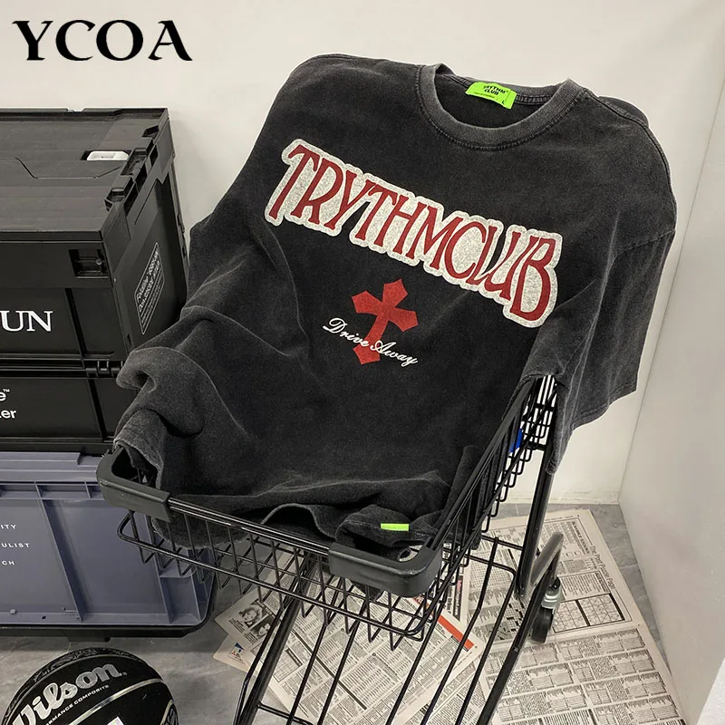 

Футболка оверсайз с коротким рукавом, уличная одежда в готическом стиле, повседневный Топ в стиле Харадзюку, стиль гранж, корейская мода в с...