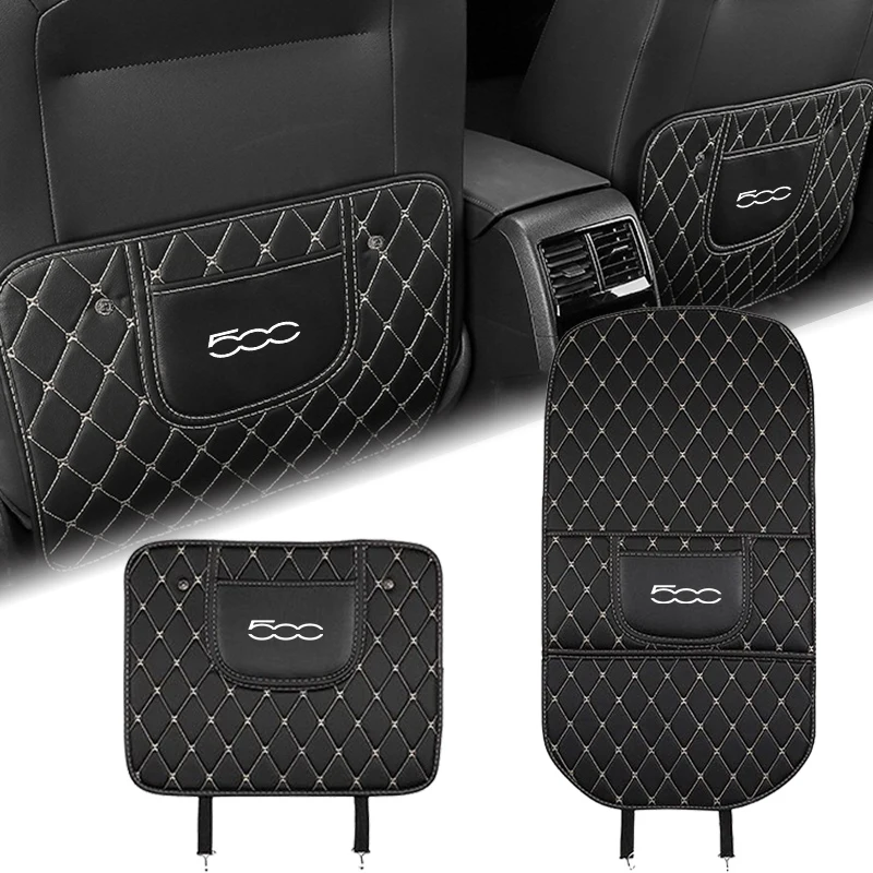 Автомобильный коврик для спинки сиденья, кожаный коврик для защиты от царапин для Fiat 500 500C 500L 500X 500e Punto Stilo, автомобильные аксессуары