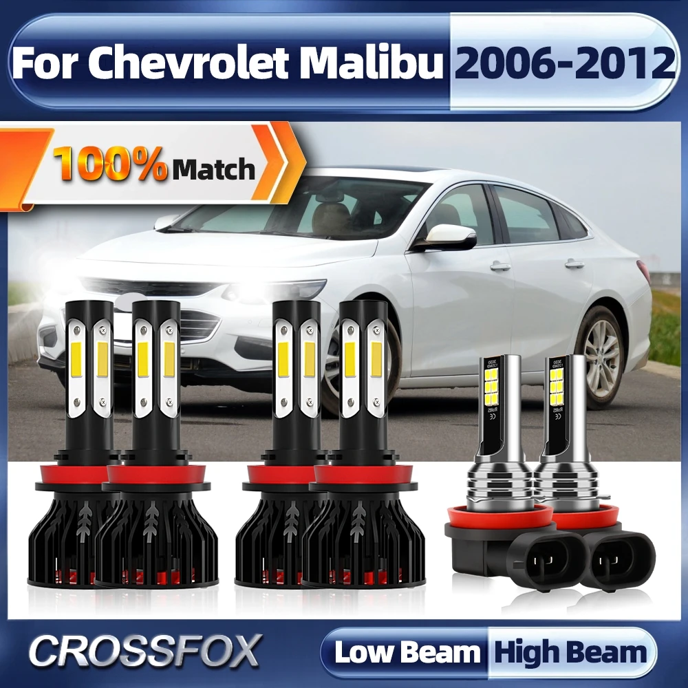 Led Headlight 6000K H11 Led Bulb Fog Light Turbo Auto Lamp 60000LM 360W For Chevrolet Malibu 2006 2007 2008 2009 2010 2011 2012