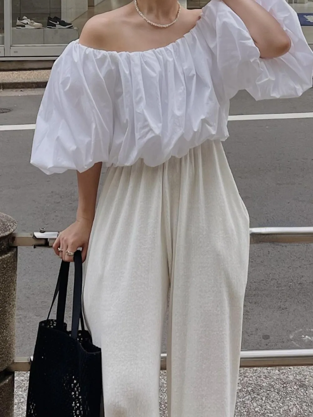 Женский комбинезон с вырезом-лодочкой Kuzuwata Свободный пышными рукавами и