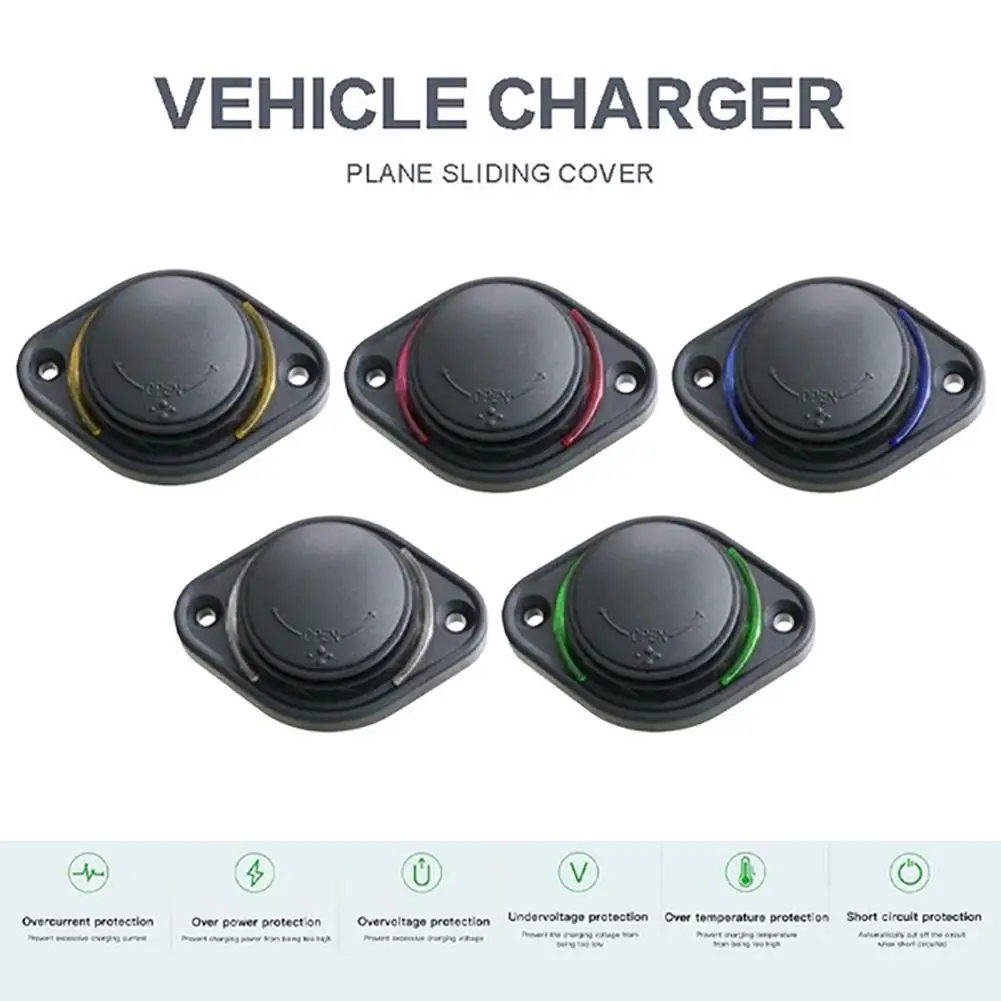 

3.1A 12-24V Slide Lid Car Bus Boat Dual USB Port Charger Power Socket Outlet for Xiaomi Samsung iPhone 11 Pro Max
