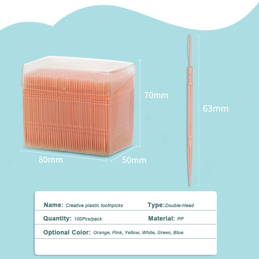 1100Pcs/box Double Head Interdental Brush + Toothpick Oral Care Tools Multi-color Teeth Clean Tartar Removal Tapered Shape - купить по