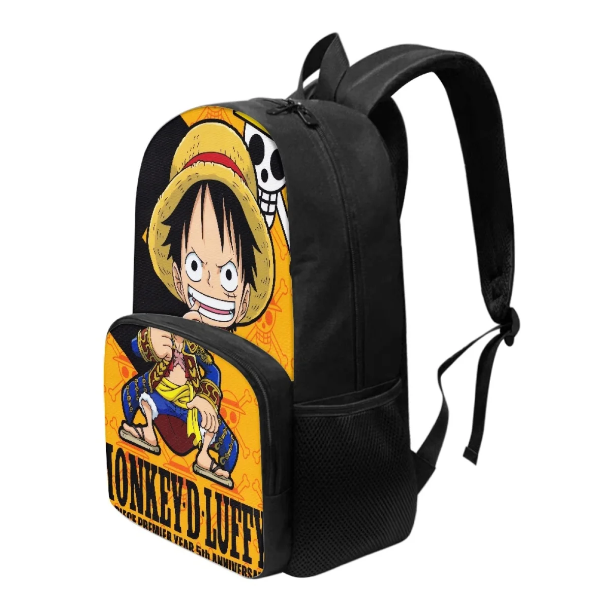 FORUDESIGNS Anime ワンピース Luffy 17 Inch Backpack for Kids High Quality Front Pocket Zipper Fashion School Bags Children Bookbags