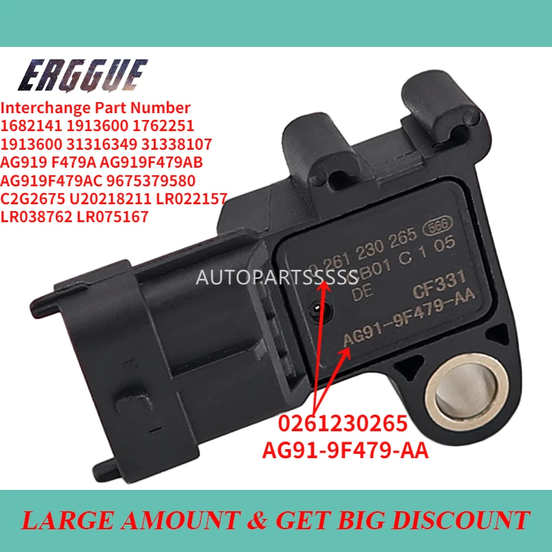 Quality 0261230265 AG91-9F479-AA LR022157 9675379580 1682141 1913600 For Ford Focu Escape For Mazda BT-5 For Mustang MAP Sensor