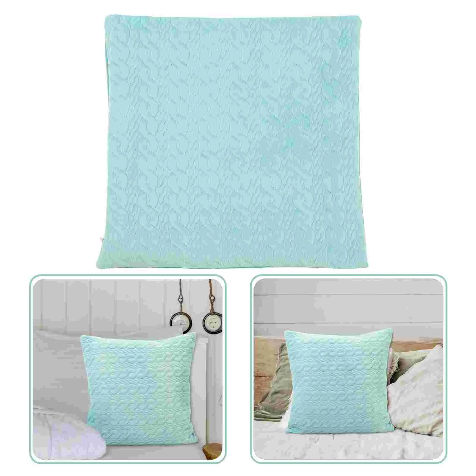 

Pillow Cover Throw Pillowcases Covers Cushion Cases Pillowcase Embossed Blue Square Sofa Pillows Decorative 17X17 Car Jute