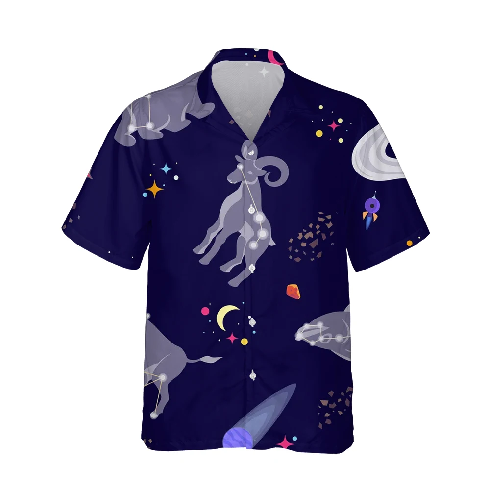 

Гавайская Мужская рубашка с объемным изображением созвездий и космоса, модные повседневные свободные кофты с 3D-принтом звездного неба, 5XL