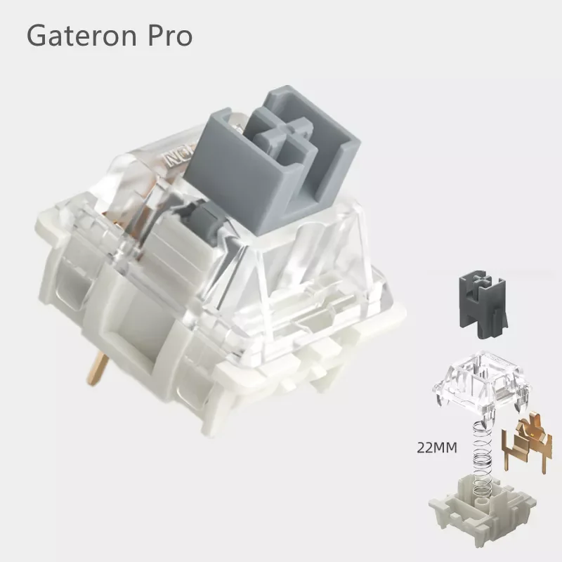 

Original Gateron Silver Pro Switch Mechanical Keyboard Linear Feel 45g 3 Pins Factory Pre-lubricate Dual Spring PC Game