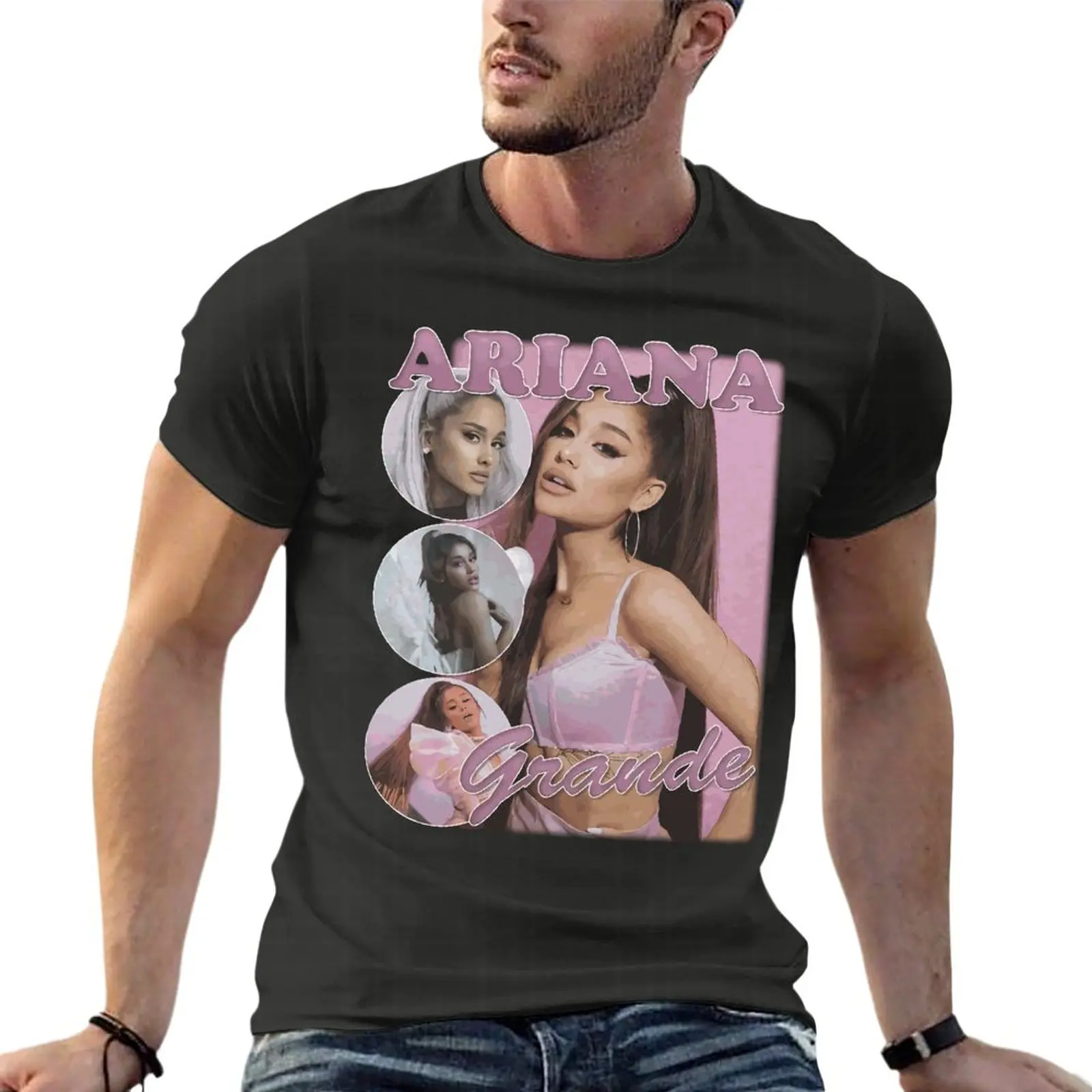 

Ariana Grande Oversized T-Shirt Fashion Mens Clothes 100% Cotton Streetwear Plus Size Top Tee