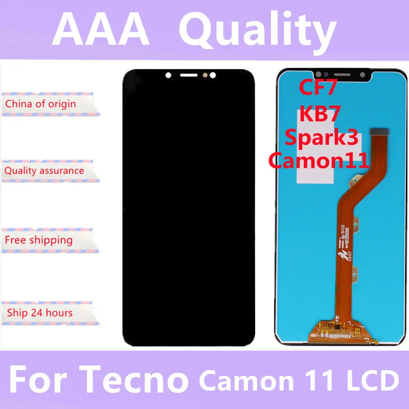 ЖК-экран 6,2 дюйма для Tecno Camon 11 CF7, ЖК-дисплей с сенсорным дигитайзером в сборе для Tecno Camon 11 CF7, сменный ЖК-экран без рамок