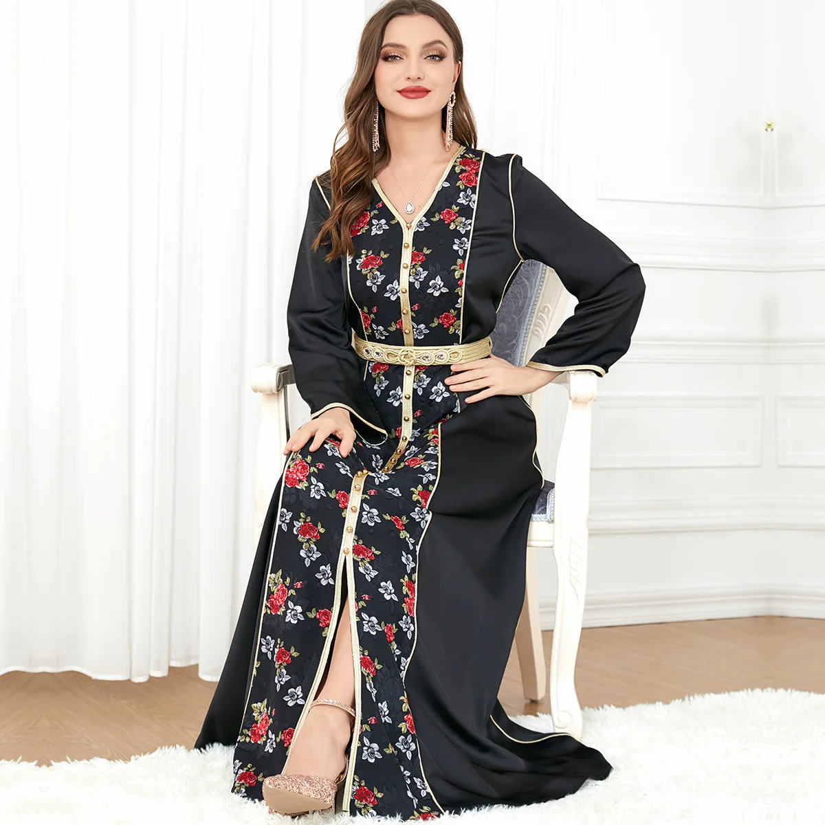 ICCLEK Arab Dresses Ladies Lace Embroidery Turkish Women'S Clothing Turkish Caftan Robe Dubaï Femme 2023 Abayas For Women Turkis