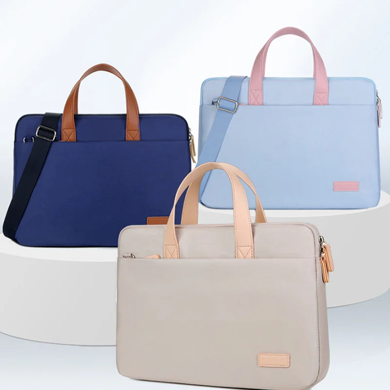 

PU Leather women Laptop Bag Notebook Case Carrying Briefcase for Macbook Air 13.3 14 15.6 inch men Handbags shoulder sleeve Bag