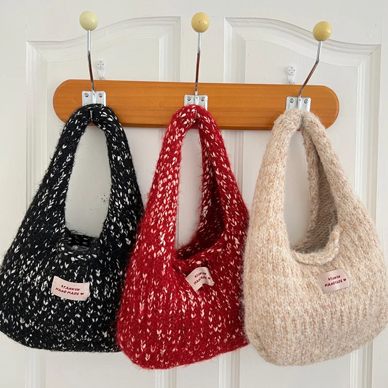 Новая женская маленькая квадратная шерстяная вязаная сумка Hylhexyr осенне-зимняя