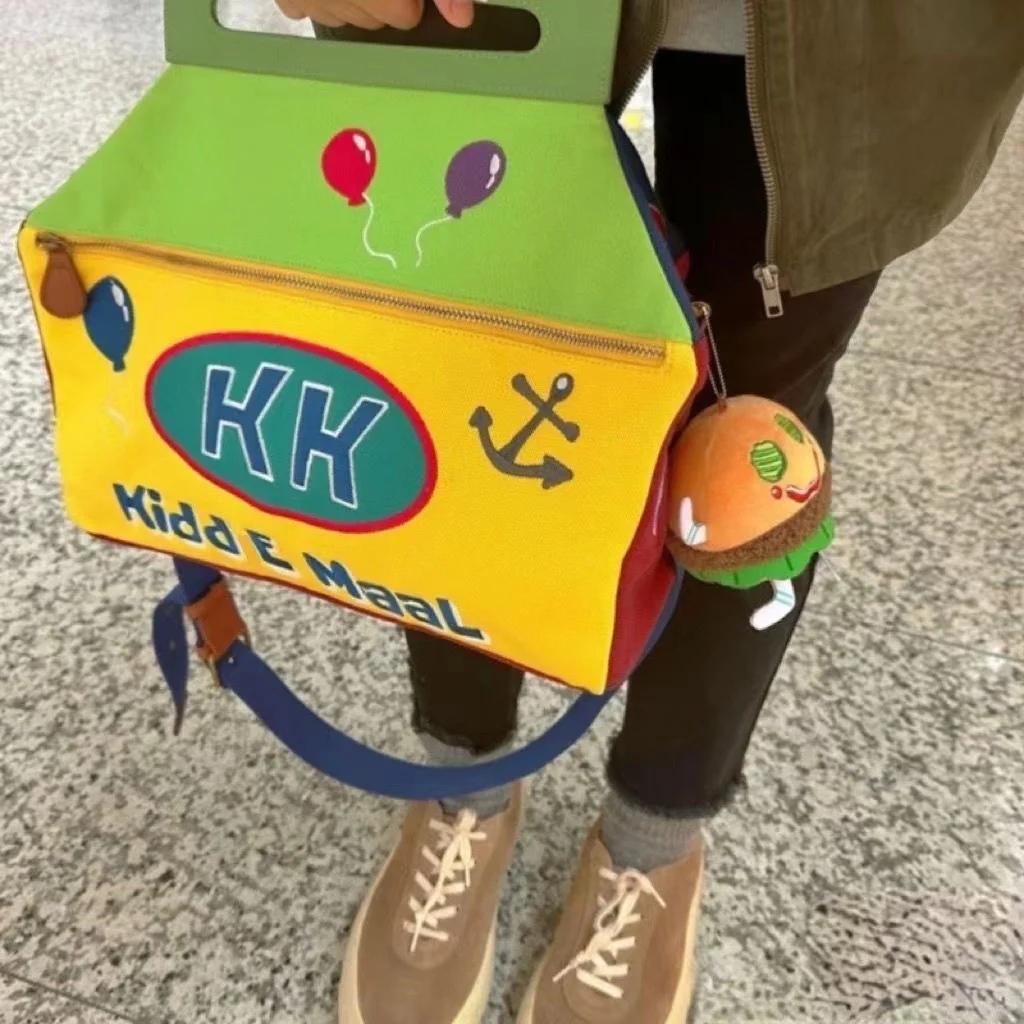 Y2K Vintage Korean Shoulder Underarm Funny Cartoon Crossbody Tote Bag Ladies Canvas Bags Cute Zip Purses Shoulder Handbags Women