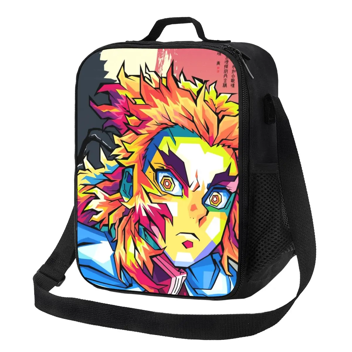 

Demon Slayer Lunch Bag Rengoku Kyojuro Print Vintage Lunch Box Travel Portable Zipper Thermal Lunch Bags Print Cooler Bag