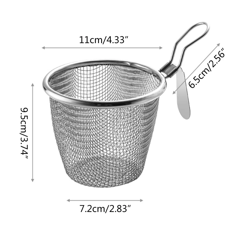 

X7AB Stainless Steel Fine Mesh Food Colander Hot Frying Strainer Filter Basket Sieve
