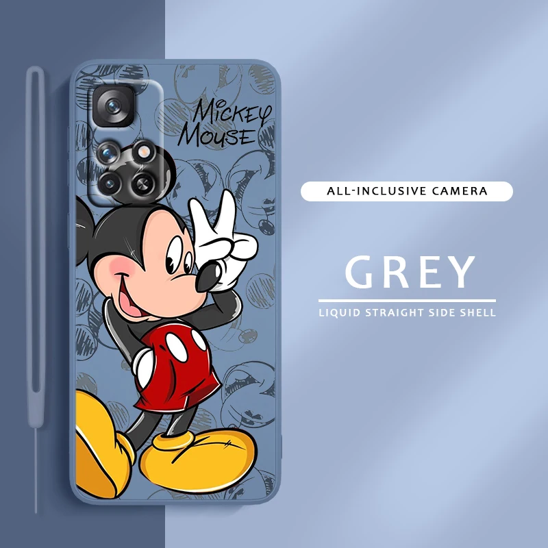 

Cute Disney Mickey Minnie For Redmi K50 K40 K30 K20 10C X 9C T AT A 8A 7A Gaming Pro Plus Liquid Rope Phone Case