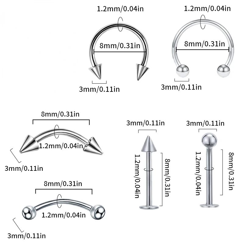 Кольцо для пирсинга тела из хирургической стали 30 шт.