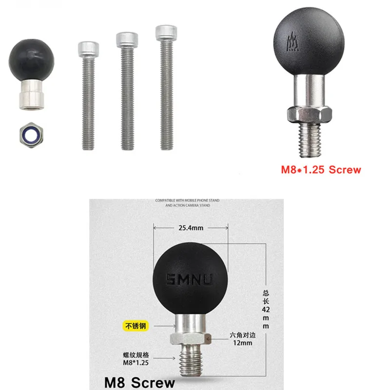 M6 M8 M10 крепление на руль мотоцикла шаровое Крепление Базовый адаптер 25 мм Винт с