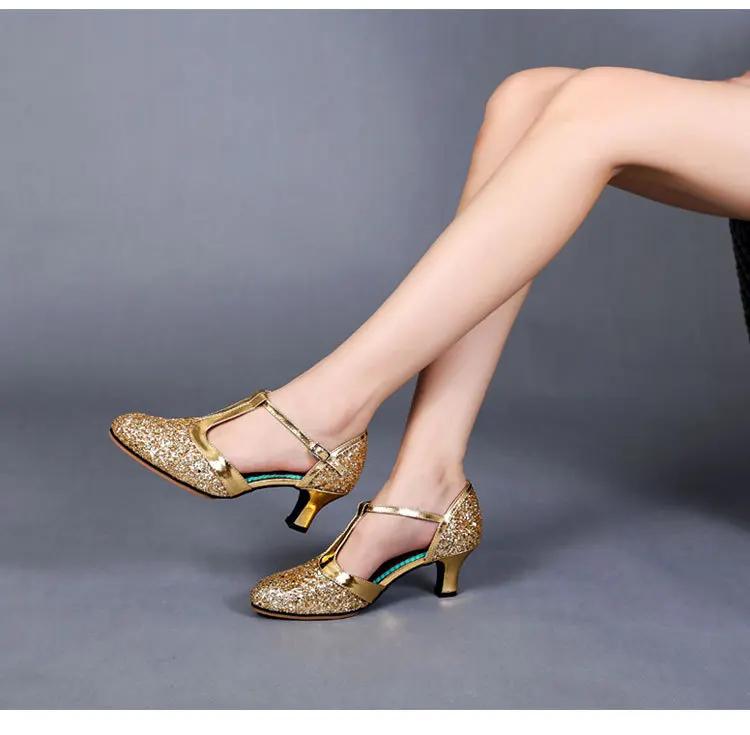 Sexy Dance Shoes women latin ballroom Summer tango Practice Training dancing shoes Women's mid-heels with soft soles Large size
