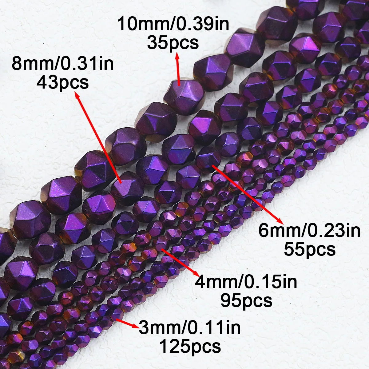 Граненые многоугольные бусины натуральный гематит свободные фиолетовые