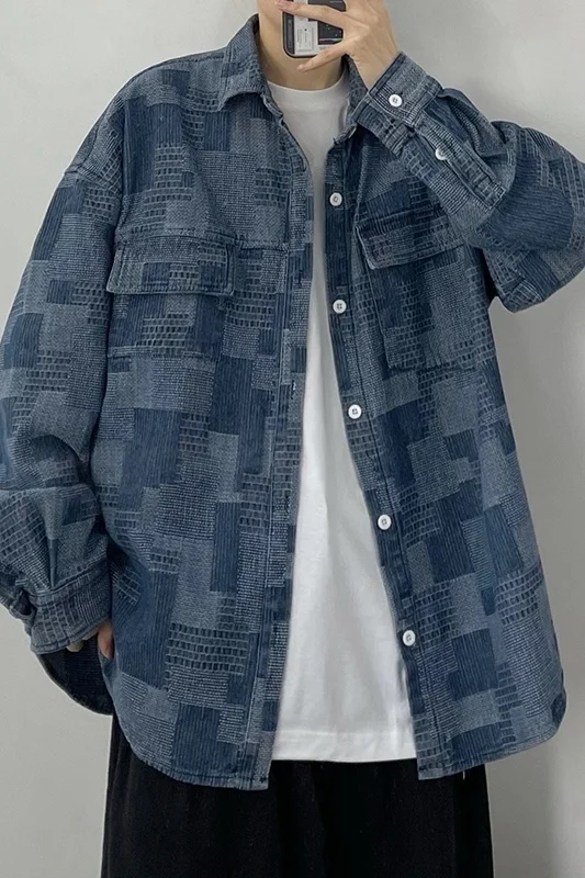 Рубашка в ковбойском стиле с контрастными карманами Свободная рабочая одежда