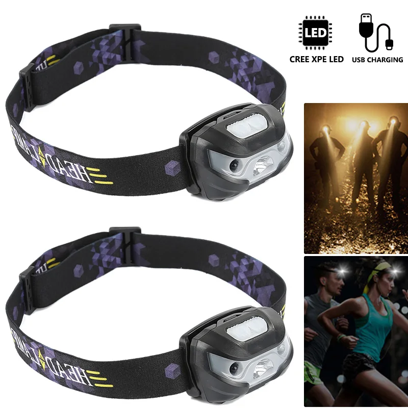 

Mini USB Rechargeable LED Head Lamp Body Motion Sensor Bicycle Head Light Outdoor Camping Flashlight For Camping Fishing Hiking