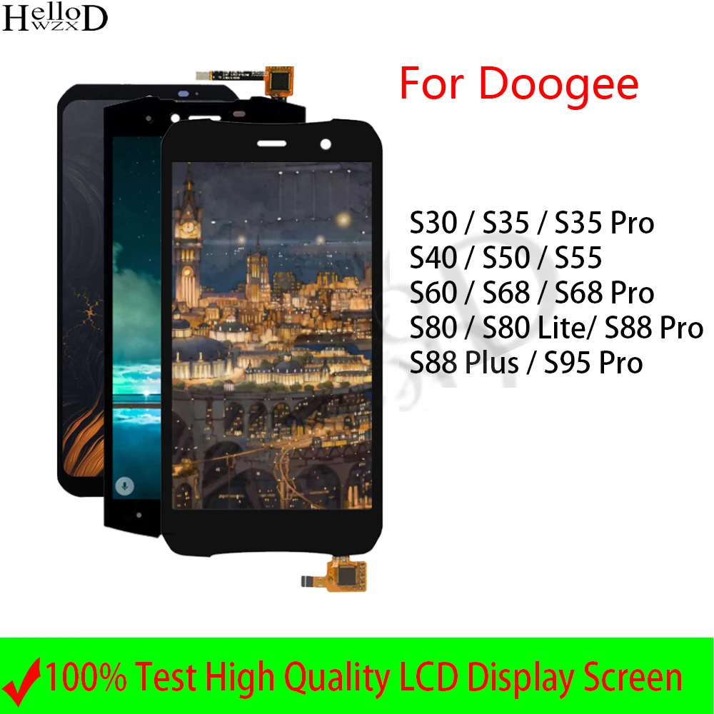 LCD For Doogee S30 S35 S40 S50 S55 S60 S68 S80 S88 S95 Pro Plus Lite Display LCD Touch Screen Digitizer Assembly Replacement 