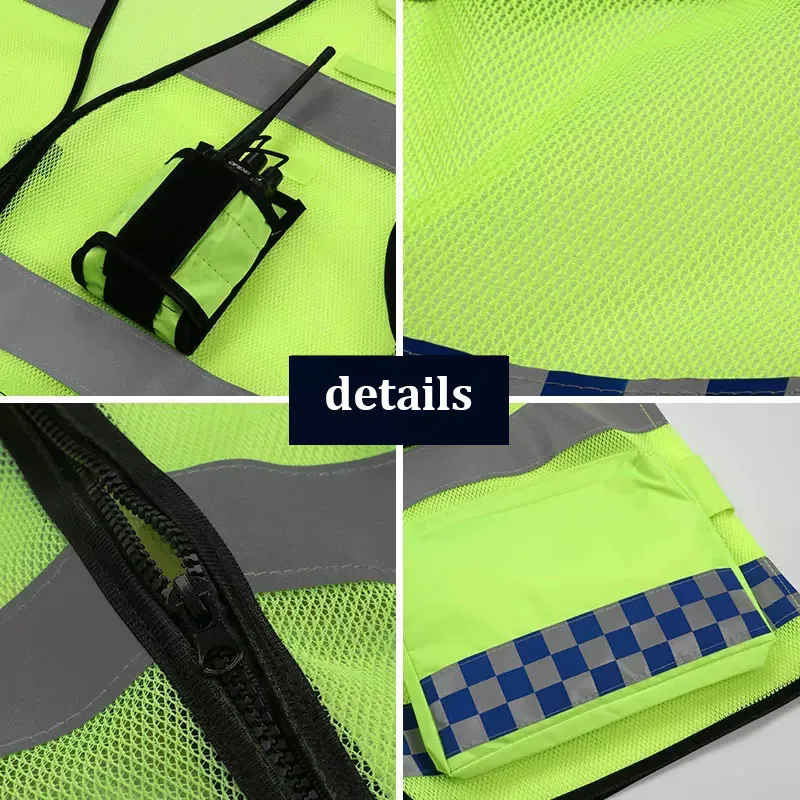 Фото Оранжевый защитный жилет с отражающими полосками, жилет Hi Viz Vis с карманами, светоотражающий защитный жилет для работы №5
