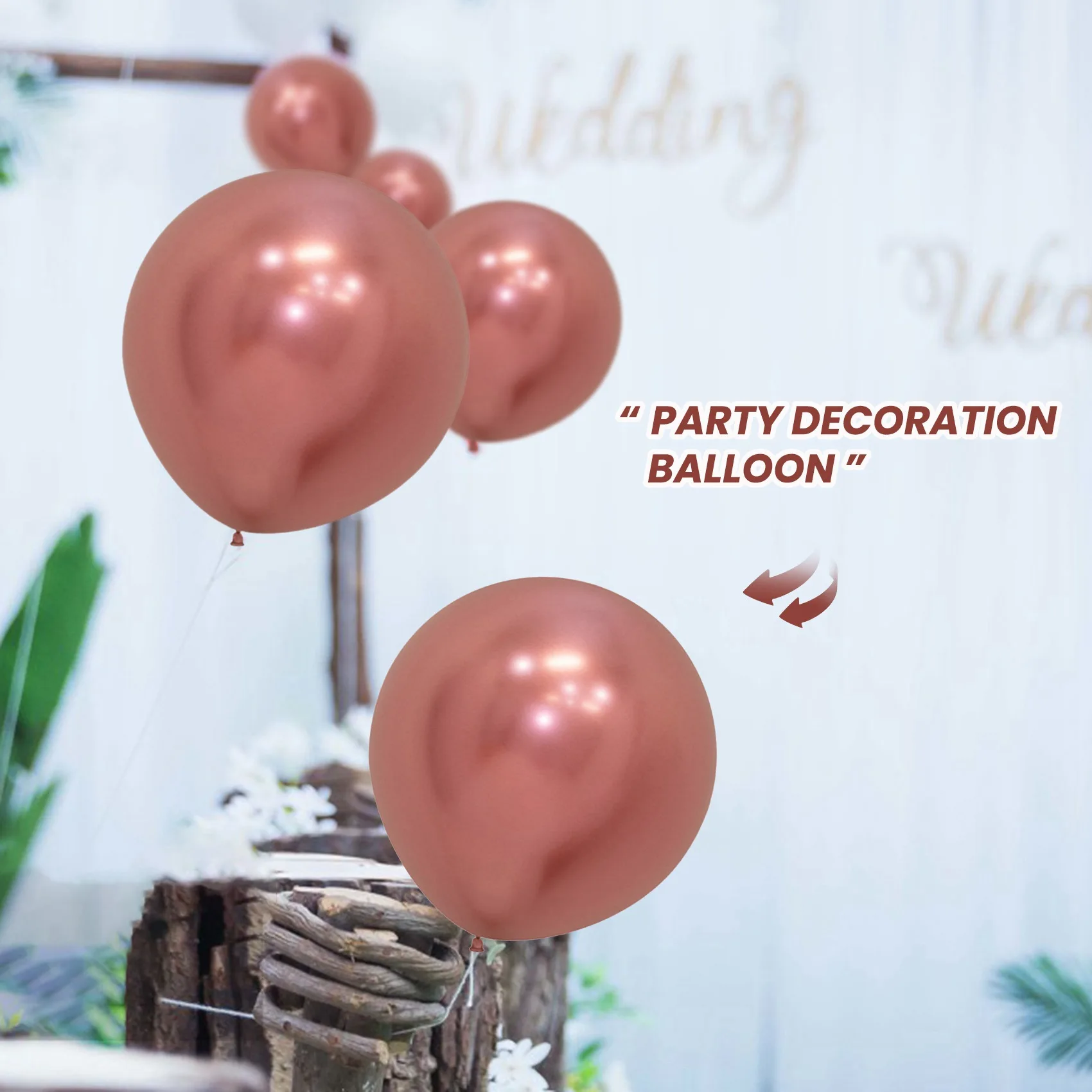 

50Pcs 10 Inch Metallic Latex Balloons Thick Chrome Glossy Metal Pearl Balloon Globos for Party Decor - Rose Gold