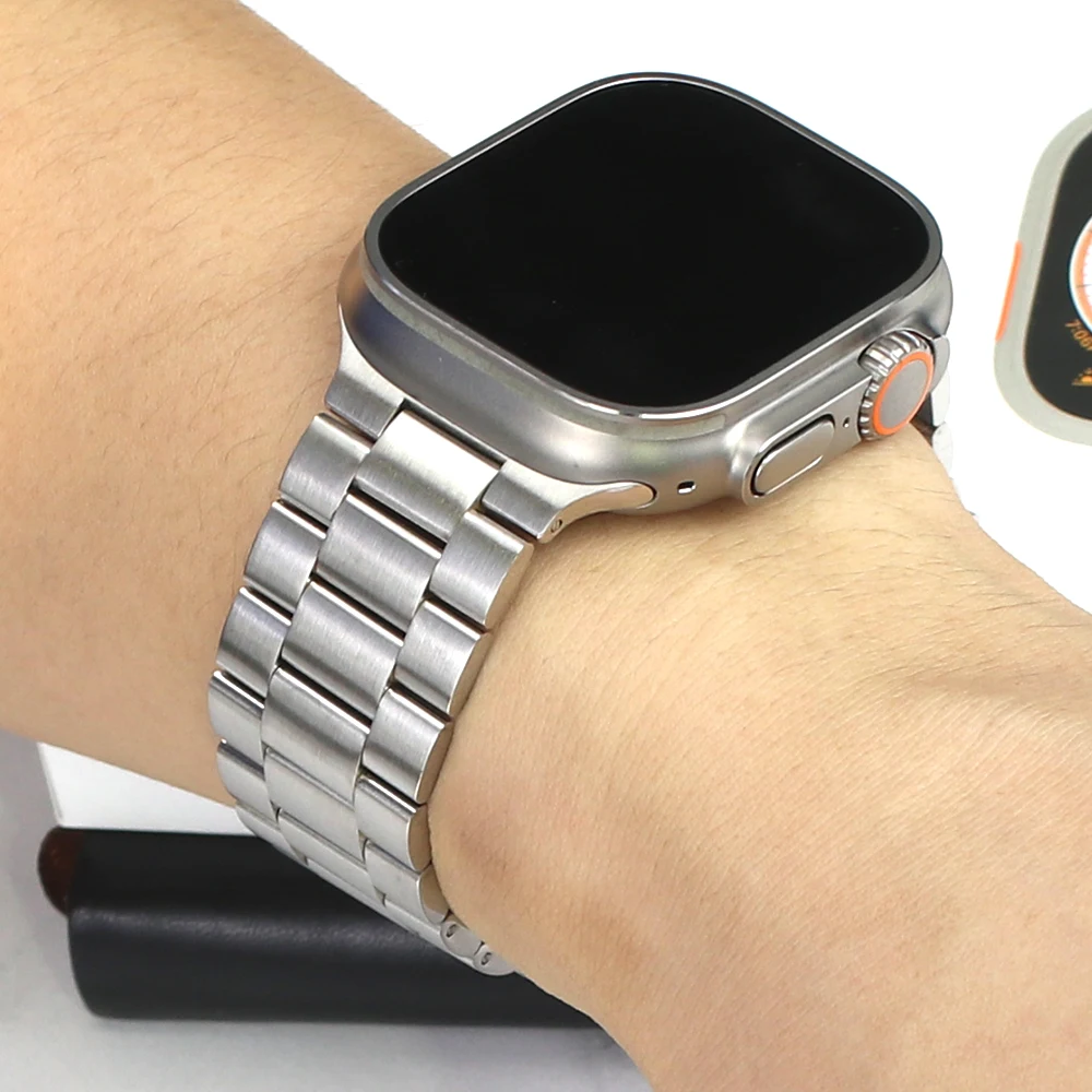 

Браслет из нержавеющей стали для Apple Watch Band 8 7 45 мм 41 мм, металлический ремешок для iWatch Ultra 49 мм 6 5 4 3 SE 44 мм 42 мм 40 мм, аксессуары