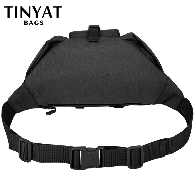 TINYAT Tactical Men's Waist Bag Waterproof Phone Military Belt Bag Pouch Large Black Outdoor Hiking Fanny Pack Fishing Crossbody