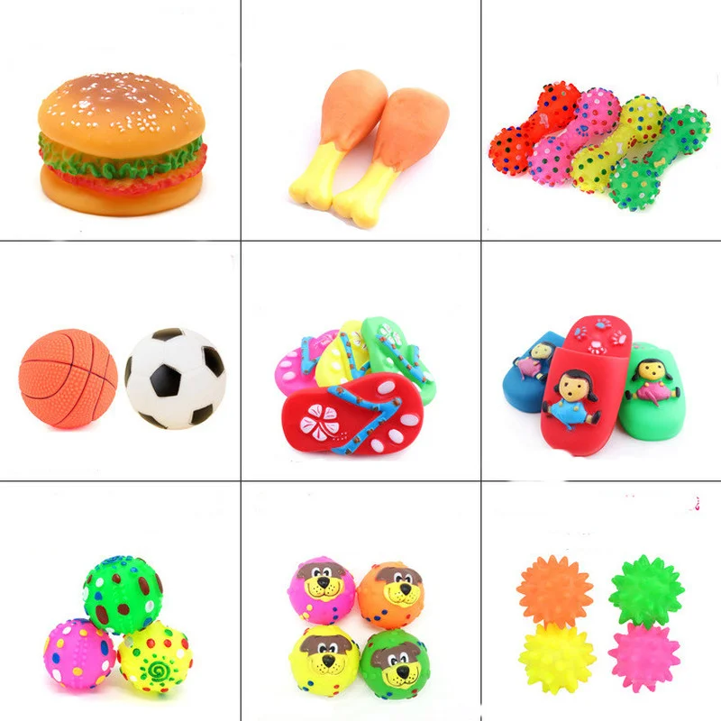 

Fashion Rubber Squeak Toys for Dog Screaming Chicken Chew Bone Slipper Squeaky Ball Dog Toys Tooth Grinding & Training Pet Toy