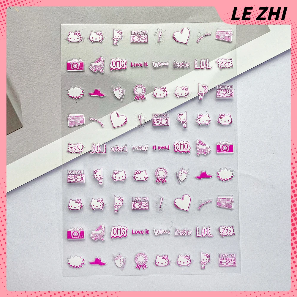 Новинка 2025 года наклейки для ногтей Sanriod Hello Kitty Press On Y2K панк 3D сделай сам слайдер