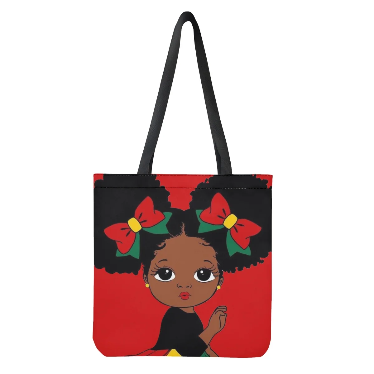 African Girls Pink Shoulder Bags for Women Handbag Culture Design Afro Girl Cute Shopping Storage Student Schoolbags Recycleable