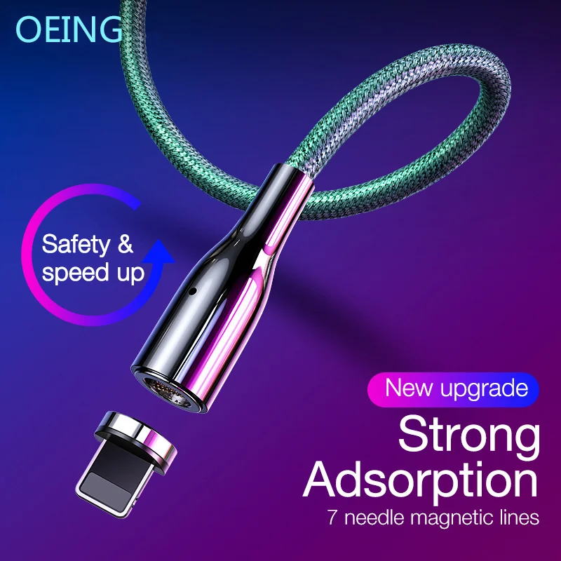 

OEING Newest Magnetic Fast Charge USB Cable For iphone 12 Samsung Xiaomi Huawei Nylon Braided Line USB Cable QC3.0 Charger Cable