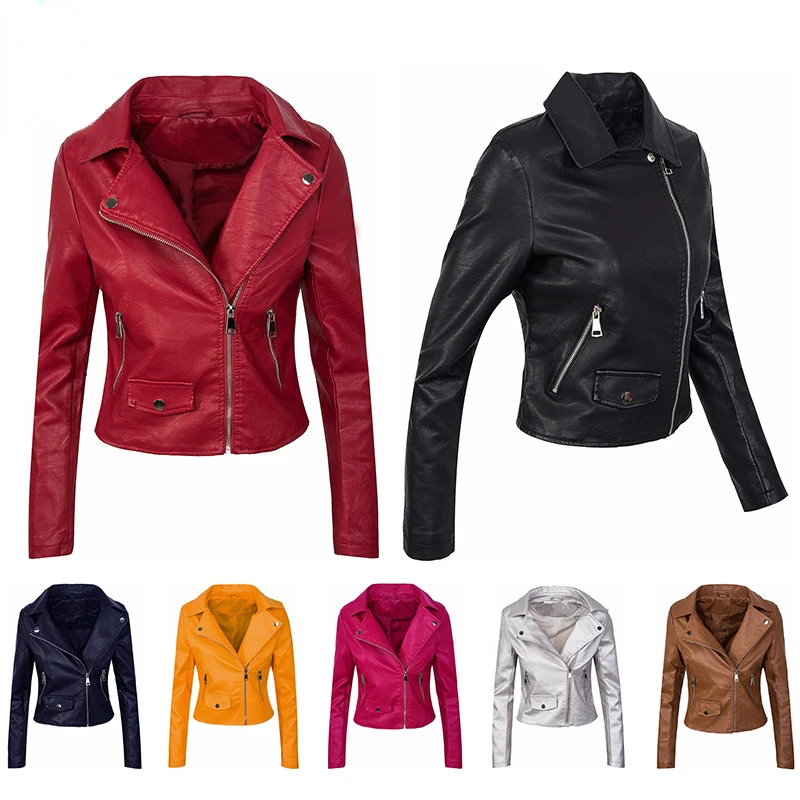 

Женская модная Повседневная Деловая кожаная куртка с длинным рукавом и отложным воротником приталенная куртка из искусственной кожи на мо...