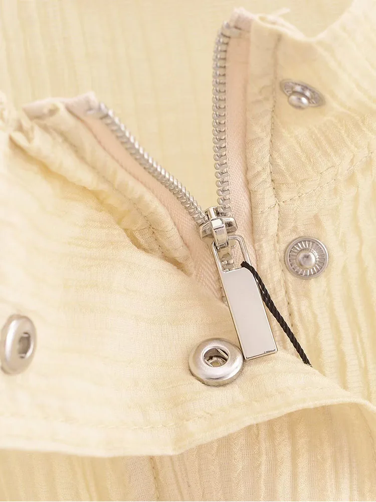 Женская полупрозрачная куртка на молнии свободная приталенная с круглым вырезом