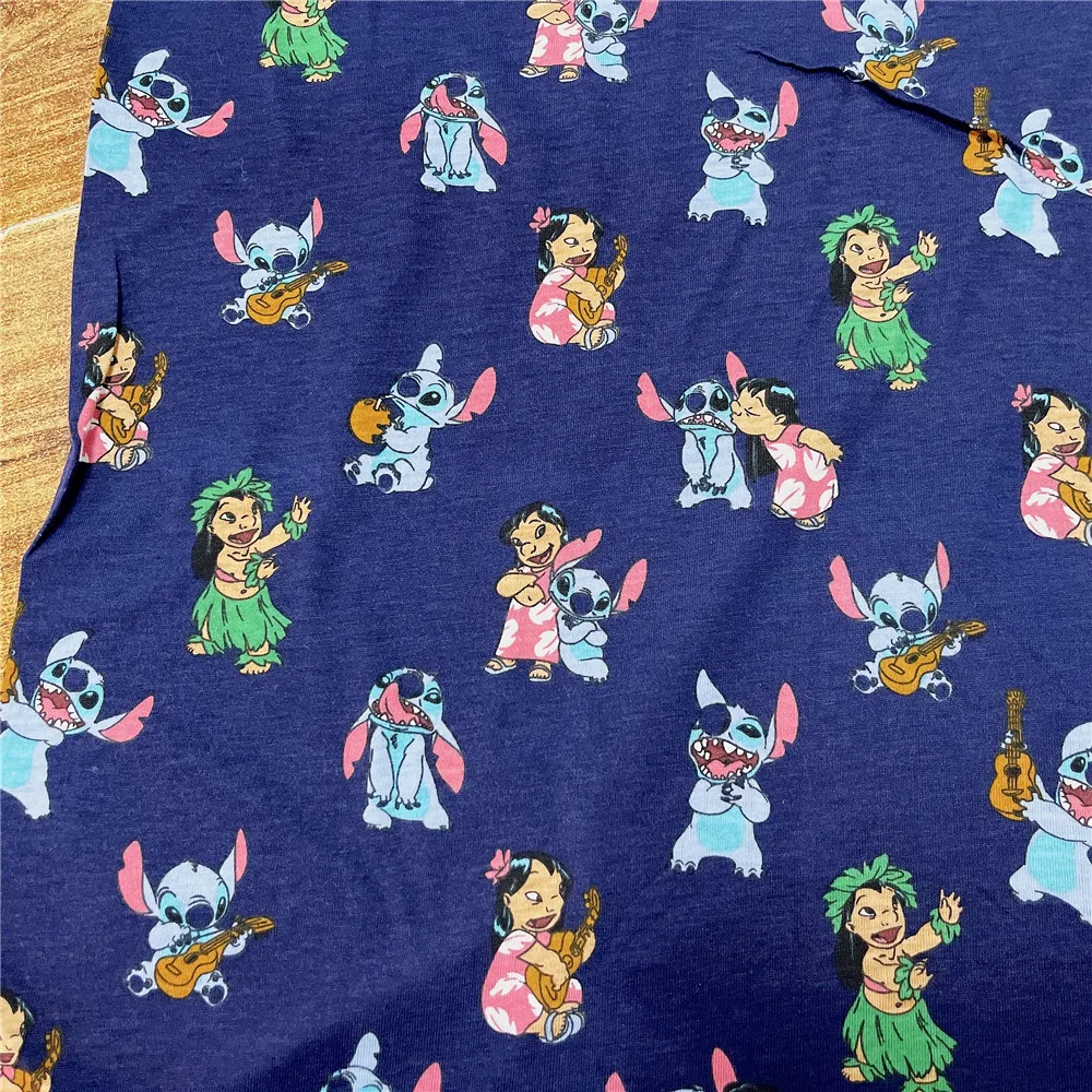 50*160 см Дисней Ститч мягкая эластичная вязаная хлопчатобумажная ткань для шитья diy патчворк рубашка куртка для маленькой девочки и мальчика.