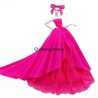 hot pink 16 bjd doll clothes for barbie dress fishtail wedding gown for barbie dolls accessories dressing up outfits toys 11 5