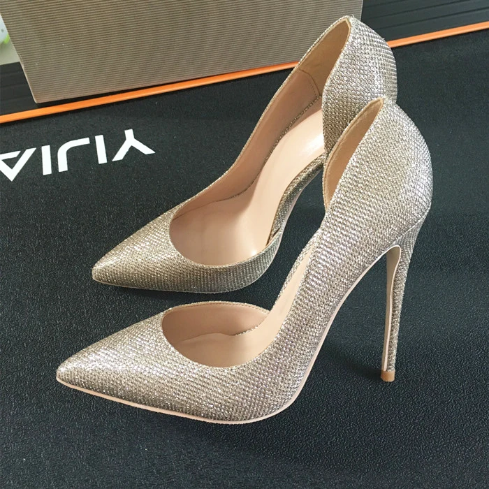 

Sequins Bling Woman Pumps Gold Sliver High Heels Stiletto Pointed Toe Women Heels Wedding Shoes Plus Size 44 Sexy Party Shoes