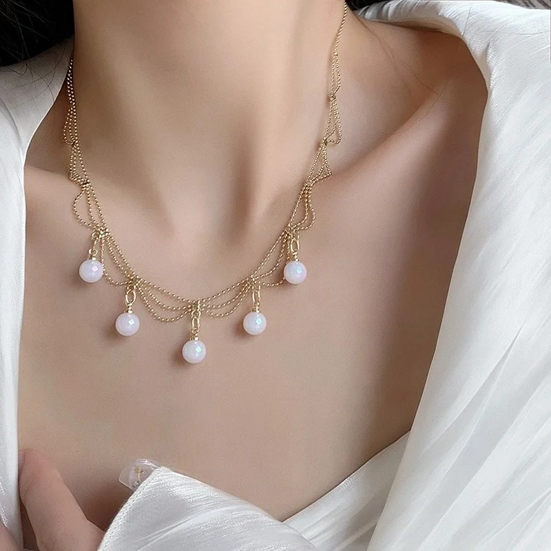 2022 искусственная жемчужная кисточка цветок элегантная сказочная цепочка на