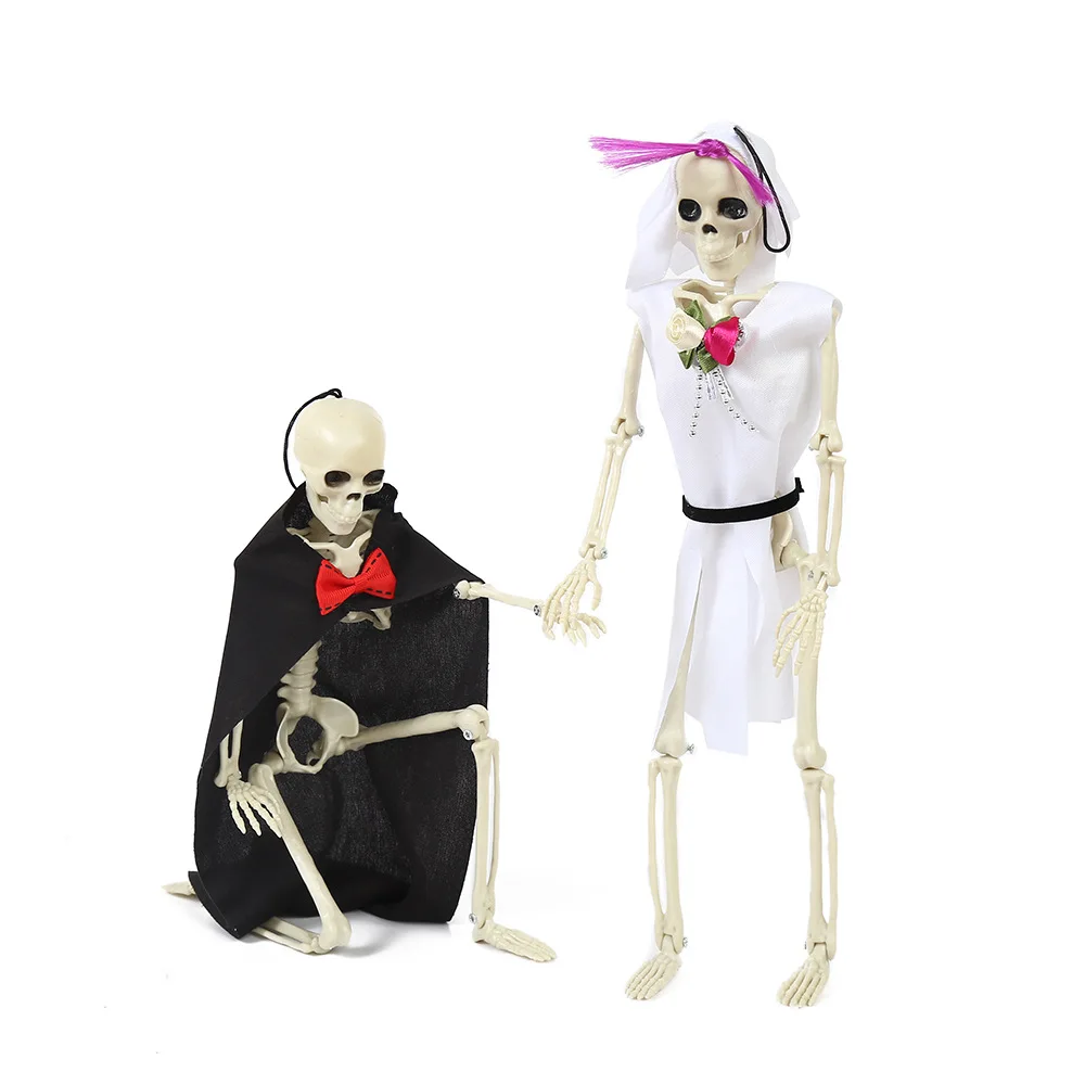 

Halloween Skeleton Bride and Groom Horror Human Bones Skeleton Decorations Halloween Party Decoration Favors Scary Props