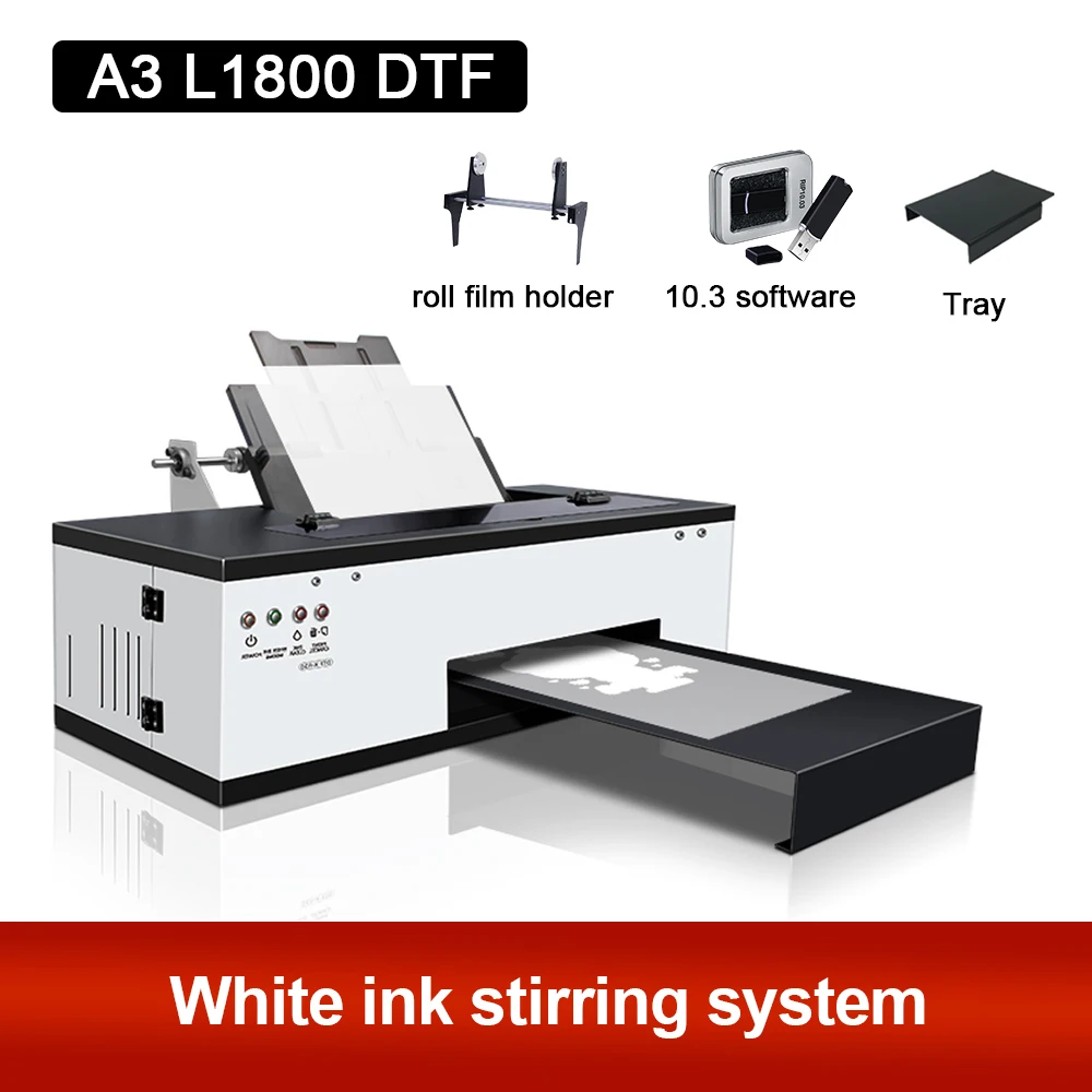 Impressora dtf a3 máquina de impressão do t-camisa para dtf imprimora epson l1800 r1390 transferência térmica pet film para roupas jeans lona