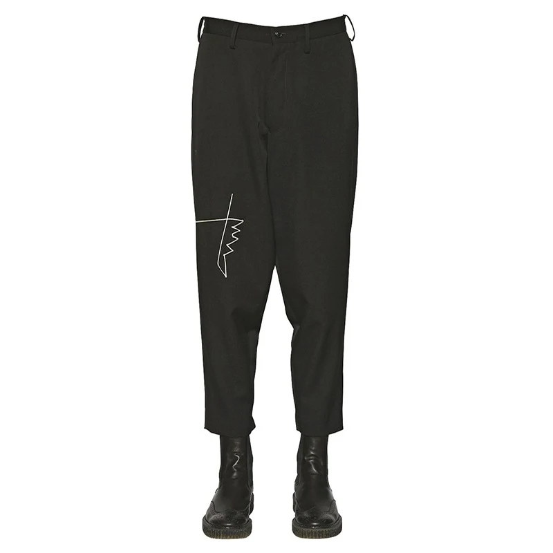 

Удобные Модные брюки Yohji Yamamoto с вышивкой, японские брюки-карандаш, повседневные брюки для мужчин и женщин