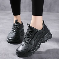 high heels mixed color thicken role girl autumn casual sports shoes walking ladies black sneakers women outdoor fashion footwear