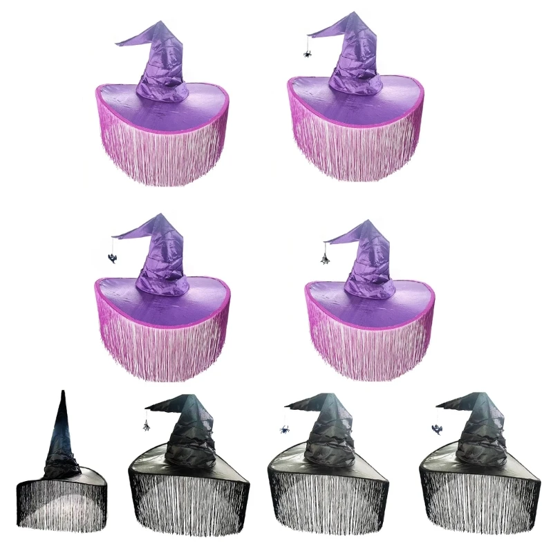 

Witches Hat Halloween Witches Hats with Tassel for Pumpkin Garden Monster Party Decorations Cosplays Costume Accessories