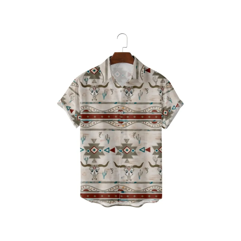 Рубашка мужская с коротким рукавом гавайская винтажная одежда 3D-принтом