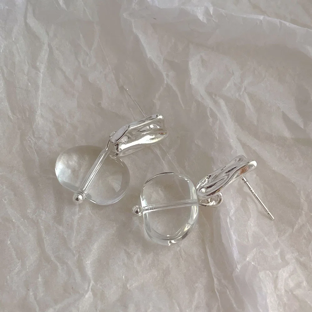 Корейские INS нишевые дизайнерские акриловые прозрачные серьги с ощущением льда